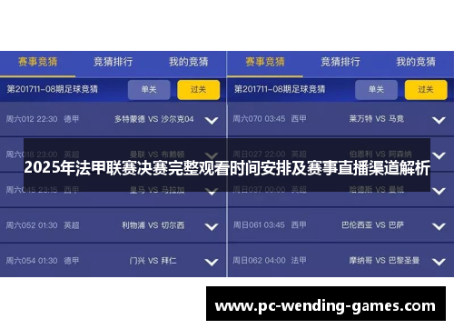 2025年法甲联赛决赛完整观看时间安排及赛事直播渠道解析